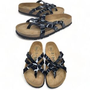 Birkenstock Betula Vinja Sandals Size 38 US 7 Black Patent Soft Footbed NARROW